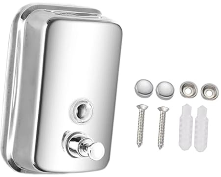 Gcljlmy Dispenser di sapone da parete in acciaio inox, distributore commerciale per disinfettante mani a prova di perdite, per cucina e bagno (S)