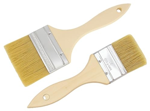 2PCS Chalk Paint and Wax Brush Set,2 Inch & 3 Inch Wood Stain Brushes for Walls, Fence, Varnish, Limewash, Emulsion, Gesso,Heavy Duty Synthetic Bristles with Wooden Handle, Reusable