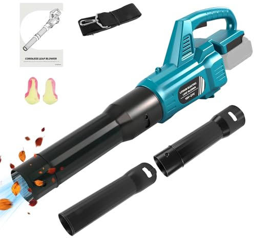 Akku Laubbläser kompatibel mit Dewalt 20V Akku, Elektrischer Gartenbläser mit Turbo-Boost, Luftgeschwindigkeit der Klinge 33 m/s für Gartenreinigung, Rasenpflege und Schneeräumung (ohne Akkus) (Blau)