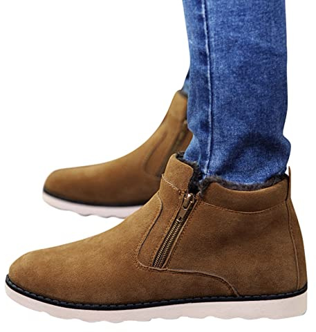 Generisch Bottes d'hiver imperméables pour homme, chaussures d'hiver doublées avec fermeture éclair latérale, respirantes, chaussures de loisirs, bottes d'hiver confortables, bottes de neige chaudes à