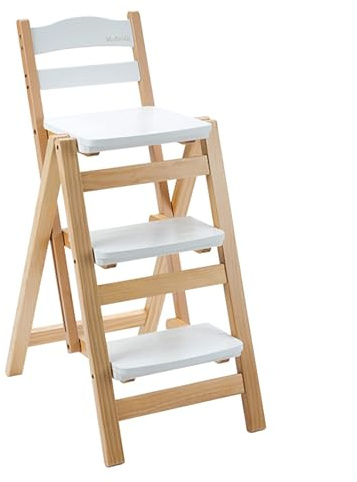 Sgabello da bar pieghevole e scaletta multifunzione in legno massello portatile da bancone sgabello per adulti - Sgabello da cucina e sedia