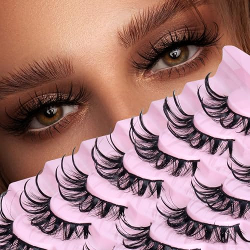 7 paia di ciglia finte 3D in stile D riccio artificiale anime ciglia russe Cat Eye drammatico lungo e pizzo ciglia tailandese e manhua look per cosplay feste a tema e uscite