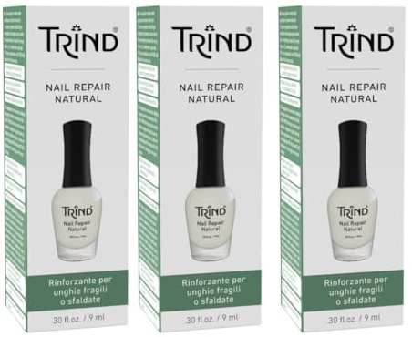 TRIND Smalto Curativo Rinforzante Unghie | Nail Repair Natural | Unghie Danneggiate da Gel Semipermanente | Ripara, Idrata, Protegge | Base Smalto Proteico (3 Pezzi)