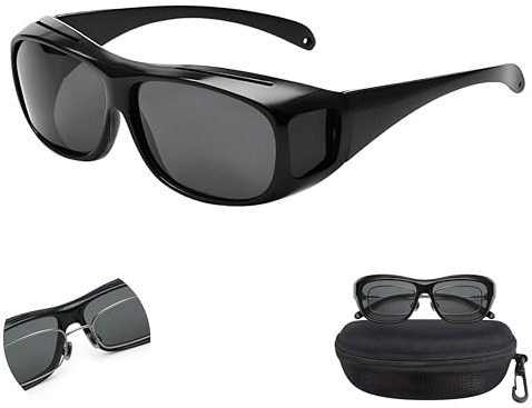 Polarized Sunglasses Over Glasses, Lightweight Anti Glare Wrap Around Eyewear TAC Lens with Side Shields Fashion Glasses for Men Women - for Driving Fishing, Golf