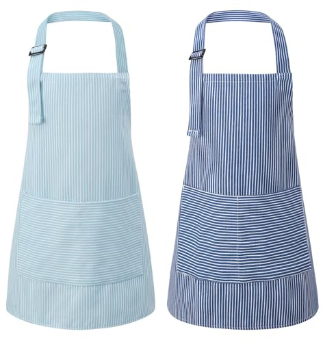 Livdouyu 2 Stück Kochschürze Kinder,Verstellbare Kinderschürze mit Taschen | Geeignet für Kochen, Malen & Grillen. Für Jungen & Mädchen 3-6 Jahre. Mit Taschen, verstellbar & waschbar – ideal für Kinder