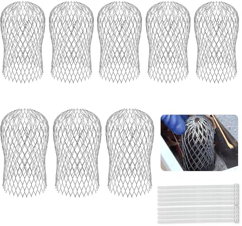 DAJASD Rejilla Desague Jardin, 8 Piezas Protectores De Canalones Para Canalones Y Bajantes, Protectores de Canalón de Aluminio, Apto Para Un Diámetro De 3 a 15 Cm(16x9 Cm)