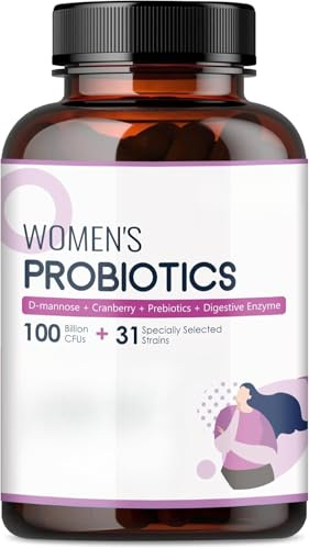 Probióticos para Mujeres con Enzimas Digestivas y Prebióticos | Probióticos Vaginales, Con Arándano, Salud del Tracto Urinario