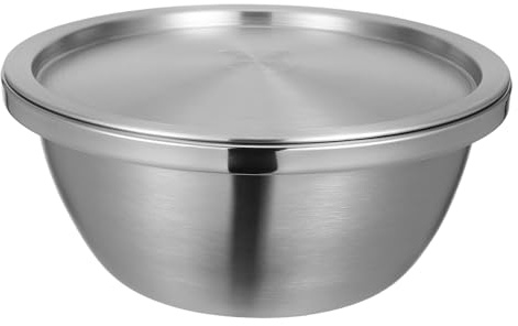 GARVALON Set Ciotole in Acciaio Inox 304 con Coperchio, Ciotola per Mescolare Uova e Impasti, Contenitore per Conservazione Alimenti, Adatto per Cucina Domestica e Ristoranti, Capacità
