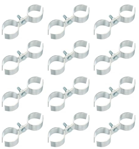 sourcing map 12pcs Chain Link Fence Panel Clamps, Dog Kennel Clamps for 1-11/32 (34mm) Round Pipe Frame, Galvanized Steel Fence Connector Temporary Dog Cage Hardware Parts with Bolts and Nuts