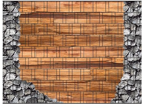 PerfectHD Zaunsichtschutz - Motiv Holz und Bruchstein groß - Sichtschutz für den Garten - 2,50 x 1,80 x 0,19 m - 9 Streifen - 30 Varianten