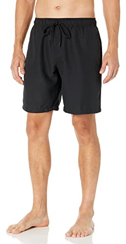 Amazon Essentials Short de Bain de 23cm avec Doublure en Maille, Poches, Fermeture à Cordon Homme, Noir, XL