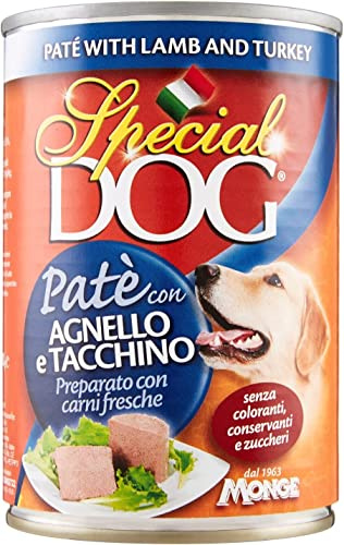 MONGE SPECIAL DOG PATE' 12 PEZZI DA 400 GR CARNE AGNELLO/TACCHINO CANI ADULTI