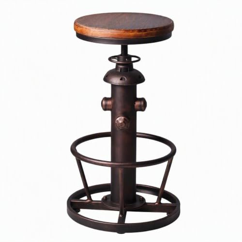 Barhocker mit Drehgelenk, Industrie-Design, für Kaffee, Küche, Esszimmer, Feuerhydrant, höhenverstellbar, Holzsitz