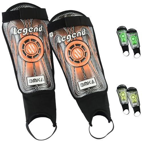 OMKA Legend Schienbeinschoner Schienbeinschützer Shin Guard Fußball Knöchelschutz Orange S