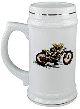 bubbleshirt Boccale da birra Motociclista - moto - pilota - in ceramica - capienza 50 cl - idea regalo