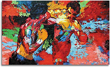sky art Modernes Box-Filmposter auf bunter Leinwand für Esszimmer, mit HD-Druck von Rocky gegen Apollo, Wandkunst, bereit zum Aufhängen, Rocky Vs Apollo, 28 x 40 Zoll (70 x 100 cm)