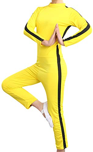 Xiedeai Performance Kampfsport Bekleidung Unisex Kinder Erwachsene Overall Kung Fu - Outfit Rollenspiel Body Anzug Kampf Film Kleidung Strampler Training Sportbekleidung Gelb 100cm