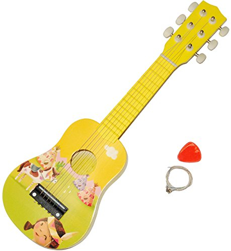 alles-meine.de GmbH Gitarre aus Holz mit Plektrum - Indianer - gelb mit 6 Saiten stimmbar incl. Holzkiste Holzgitarre Kinder - Kindergitarre/Holzgitarre