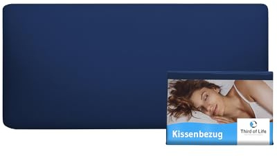 Kissenbezug 40 x 80 Nachtblau, Premium Mako-Baumwolle Kopfkissen-Bezug (Double Jersey), Kissenhülle für 40x80 Kissen, Pillow case für Seitenschläferkissen, Oeko-Tex zertifizierter Polsterbezug
