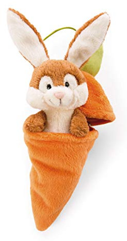 NICI 48089 Anhänger Plüschhase mit Karotte 15cm, Häschenanhänger in Plüschkarotte, Geschenkidee fürs Osternest, Orange