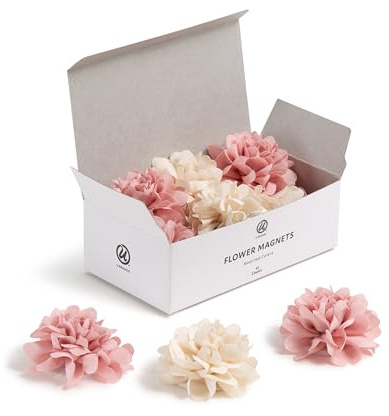 U Brands Mini Flower Locker Magnets, Set of 12, Fun Magnetic Locker Accessories for School, Whiteboard Accessories, Cute Magnets for Refrigerator