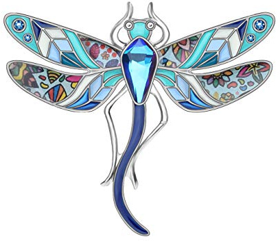 WEVENI Emaille Libelle Brosche Pins Für Frauen Damen Mädchen Mode Schmuck Schal Hut Dragonfly Zubehör Geschenk (Blau)
