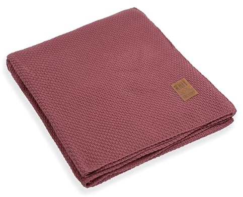 KNIT FACTORY - Jesse Plaid XL - Stone Red - 195x225 cm | Sofadecke - Kuscheldecke - Wohndecke - Strickdecke - Plaid aus Wolle - Wolldecke - Gestrickte Decke