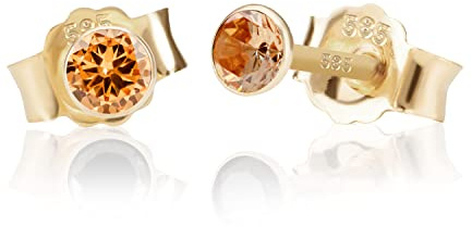 NKlaus Paar 3,5mm 585 Gelb Gold 14 K Ohrstecker Zirkon Butterfly Verschluss Damen Mädchen