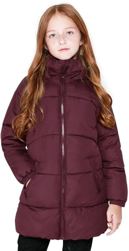 maoo garden Piumino Pesante Imbottita Inverno Cappotto Bambina e Ragazza Foderata in pile Spesso Resistente all'acqua Rosso 158-164