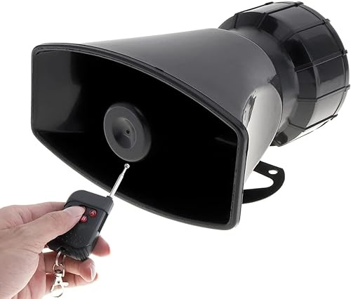 DriSentri 7 laute Geräusche Auto Warnung Alarm Polizei Sirene Feuer Hupe Lautsprecher mit Fernbedienung 12 V 100 W Sirene für Auto, EPC_HOR_205