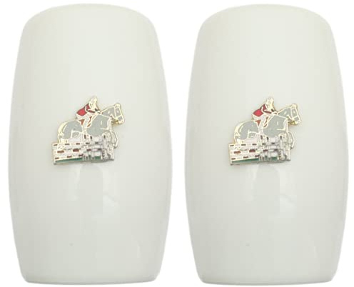 Horse Eventing Enamel China Salt and Pepper Shakers Cruet Set Modern White CSP 184