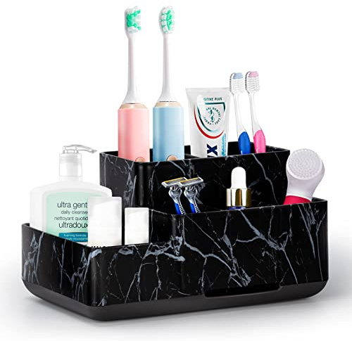 Portaspazzolini, organizer da bagno, 5 scomparti, multifunzione, per cosmetici, trucchi, cancelleria per ufficio, matite, dentifricio, spazzolino da denti, per casa e ufficio