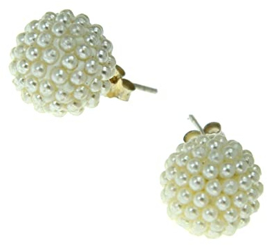 CHICNET Kugel Ball Ohrstecker 925 Sterling Silber Mini Perlen 12mm große Damen Herren Beeren Ohrringe weiß gold silber grau Ohr Schmuck Perlenohrstecker weiß