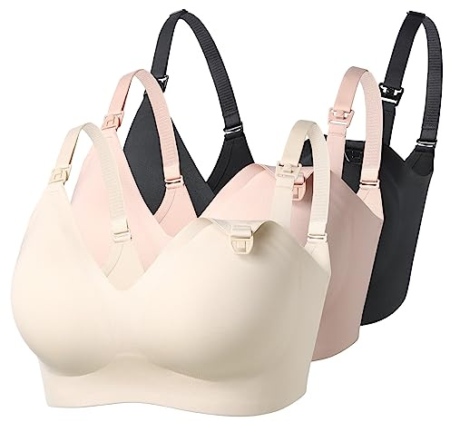 Momcozy Nursing Bras for Breastfeeding, YN50 Seamless Ultra Comfort Maternity Bra, Natural Shape, Pregnancy Sleep Bralette
