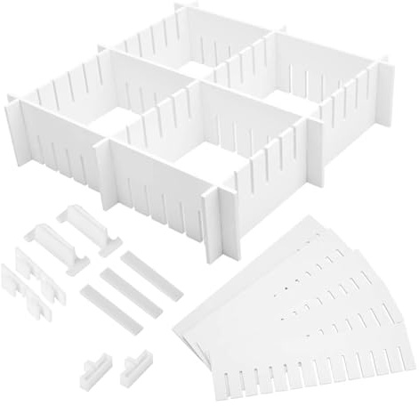 Zerodeko 34 Stk Schubladenteiler Aus Kunststoff Schubladenteiler 49 Cm 47 Cm Organizer Mit Trennwand Organizer Schubladenteilung Trimmer Weiß Abschneiden