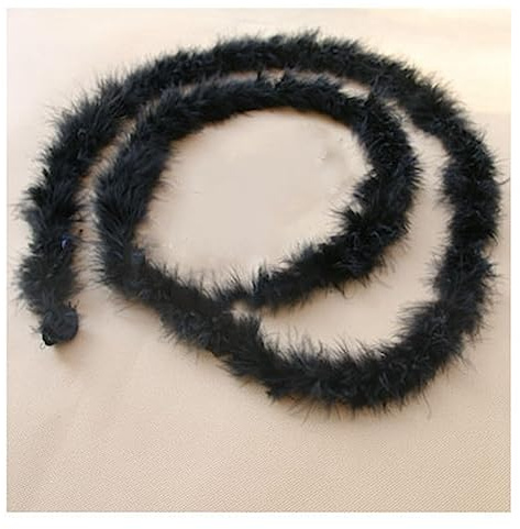 Yurosiay 2m Federboa 4-5cm Breit Federstreifen Bunt Truthahnfedern Streifen Einfarbig Flauschige Federboa DIY Federboa Basteln Federn Nähen Federbesatz Federgirlande Deko für Party Schwarz