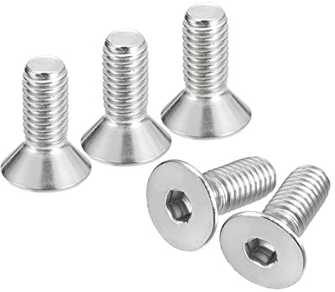 QUARKZMAN 3/8-16x1 Plat Fraisé Tête Douille Capuchon Vis, 5pcs 304 Inox Acier Hex Douille Plat Tête Vis, Complet Filetage, Fraisé Boulons