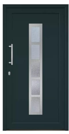 HORI Haustür Eingangstür Komplettset – Robuste Hauseingangstür mit moderner Optik, hoher Wärmedämmung & Sicherheit, Farbe: anthrazit (innen weiß) - DIN links - Modell: Frame - 198 x 98 cm
