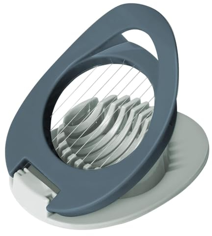 Egg Slicer with Stainless Steel Wire Egg Slicer, Multifunctional Egg Cutter for Evenly Slicing Boiled Eggs Ham Banana and Strawberry(Blue)