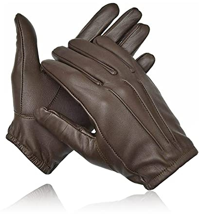 SIA Gants en cuir doublés en Kevlar résistants aux coupures et aux coupures – Gants de protection contre la chaleur et les incendies – Marron foncé, taille L
