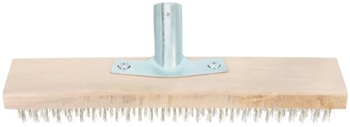 OATIPHO Rust Removal Cleaning Brush with Long Handle Copper Plated Steel Wire Bristles 2.5Cm for Effective Moss and Dirt Removal in Kitchens Gardens and Bathrooms
