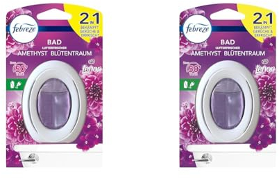 Febreze Bad Lufterfrischer Lenor Amethyst Blütentraum, Duftstecker zur kontinuierlichen Geruchsbekämpfung und -verhinderung (Packung mit 2)
