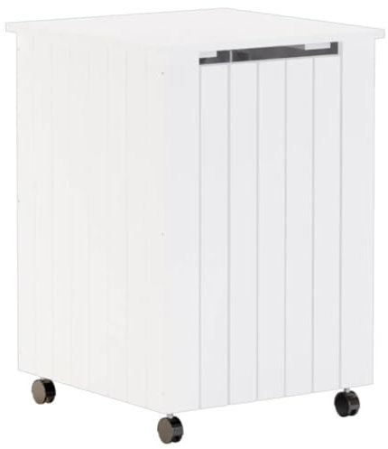 vidaXL Panier à linge et roulettes RANA 45x45x64 cm bois massif de pin, bac à linge, trieur de linge, corbeille à linge, poubelle à linge