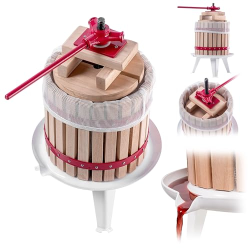 KADAX Prensa de frutas, prensa de vino de 12 litros, exprimidor manual con manivela, molinillo de frutas, exprimidor de uvas, exprimidor de uvas, exprimidor de uvas