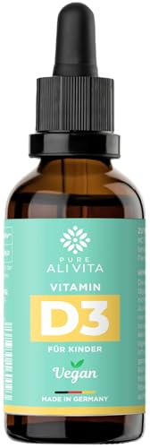 ALIVITA Vitamin D3 100% Vegan für Kinder 10ml (340 Tropfen) - Vitamin D aus Flechten - hoch bioverfügbar, sehr hohe Stabilität - in Deutschland produziert