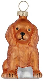 Christbaumschmuck Glas 6cm - Hundewelpe Figur zum Aufhängen - handbemalt - Weihnachtsbaum Anhänger für Weihnachten - Christbaumanhänger & Weihnachtsbaumschmuck - Tiere Hund Braun
