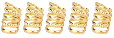 Silberne Haarmanschetten, Haarspulen-Dreadlocks, Vintage-Metallfeder-Haarperlen, 5 Stück Federbartringe für Hochzeiten und Cosplay (GOLD)