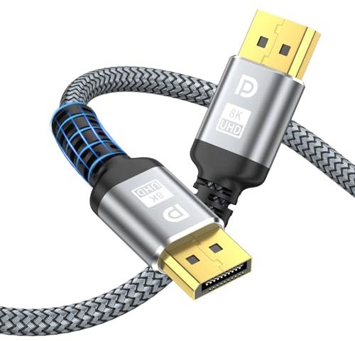 Looyotul 8K DisplayPort Kabel,DP 1.4 Kabel 0.5m(8K60Hz,4K@144Hz,2K@240Hz)HBR3 Unterstützung 32.4GBps,vergoldeter Anschluss,hohe Bildwiederholrate für Gaming Monitor,HDR,FreeSync G-Sync,Grafikkarte,PC