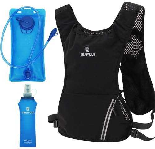 Trinkweste für Damen und Herren, Laufrucksack, leichter Trinkrucksack mit 2 l Blase und 470 ml weicher Flasche für Wandern, Trailrunning, Radfahren, Rennen, Marathon, Laufen