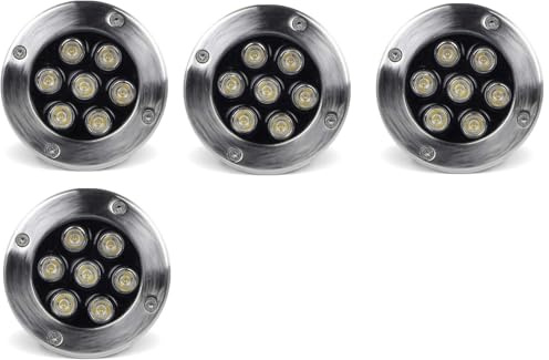 AntDau71® - 4 pezzi Faretto a led segnapasso calpestabile da esterno viali sentieri giardino pavimento IP65 da incasso a terra luce fredda 6500k - 220V (7 watt (12 x 9 cm))